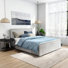(4ft6 Double, No Mattress) Cream Brushed Velvet Ottoman Bedframe In 3ft, 4ft6 or 5ft