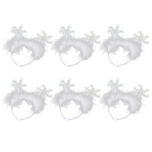 6 Pezzi Ornamenti Natalizi Copricapo Natalizio Fiocco di Neve Fascia Forniture per Feste di Natale per Bambini Bianca