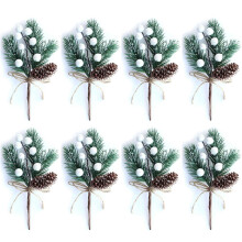 White Christmas Berries/Berry Stems Pine Branches & Artificial Pine Cones/White Holly Spray/Wreath Picks for Decor