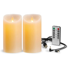 Velas LED Parpadeantes Sin Llama, Velas Recargables, Velas de Cera Real con Control Remoto, Lámpara Electrónica Brillante