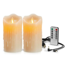 Velas LED Parpadeantes Sin Llama, Velas Recargables, Velas de Cera Real con Control Remoto, Lámpara Electrónica Que Ondea Lágrimas