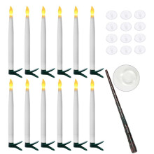 Hangende Zwevende Vlamloze Kaarsen met Toverstaf Vlamloze Taps Toelopende Kaarsen LED-Kaarsen Warm Licht Kerstkaarsen Wit B