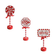 Kerststraatbord Kerstdecoratieve Verlichting Houten Vakantiesfeerlamp