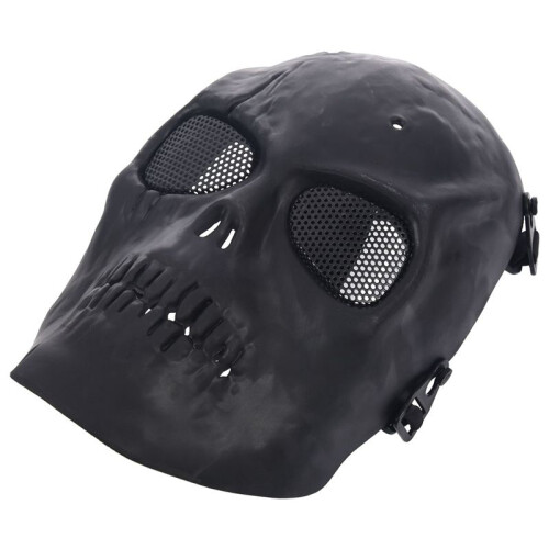 3X Airsoft Mask Skull Full Protective Mask - Black 2