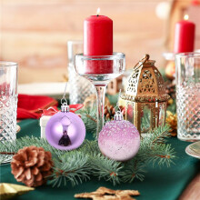 9 STUKS Kerstbalornamenten Kerstboomversieringen Hangende Ballen voor Thuis Nieuwjaarsfeestdecoratie - 2,36 Inch, Paars