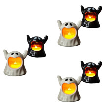 6 Velas LED Sin Llama con Forma de Fantasma de Halloween Que Funcionan con Pilas para la Mesa de la HabitacióN de Halloween