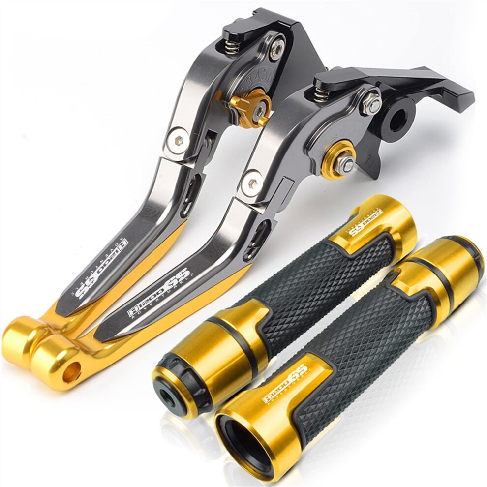 Bmw R1200gs Adventure Adv Lc 20142018 Adjustable Foldable Cnc Aluminum Grips (Gold) Gold 9347817988666