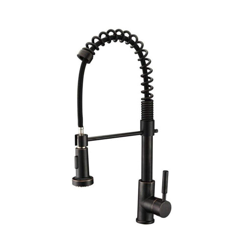 Kitchen Taps Solid Brass Swivel Spout Ancient European Style Pull Type Mixer Tap