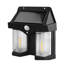 Zonne-Wandlamp voor Buiten, Dubbelkernige Zonne-Inductielamp, Draadloze Bewegingssensor, Waterdicht IP65
