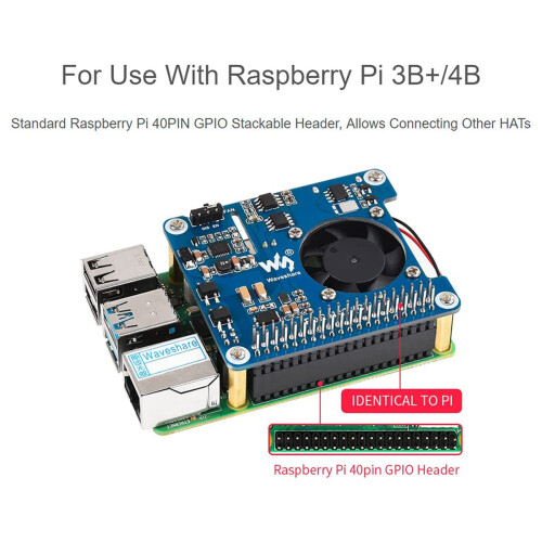 Waveshare POE HAT (C) for Raspberry Pi 4B/3B+, Power Over Ethernet HAT, Support IEEE 802.3Af/At-Compliant Network 2