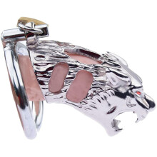 Chastity Cage Tiger Head Stainless Steel Male Chastity Device 45mm Ring For Beginners And Experienced