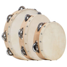Handmade Tambourine Set with Bells, Wood and Natural Skin, 10 / 8 / 6 Inches
