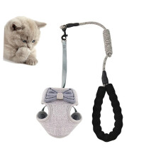 Vest Style Cat Leash Adjustable Grey Cat Harness 2.5kg Capacity Chest Strap For Outdoor Walking