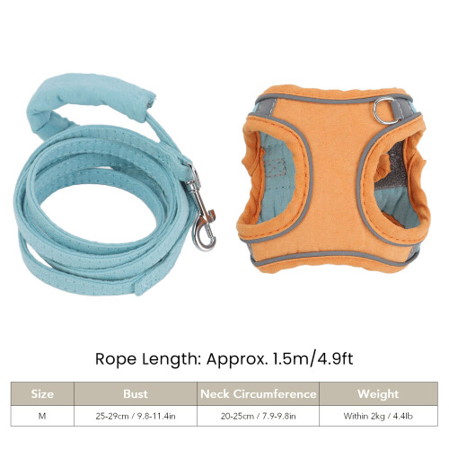 Reflective Cat Vest Harness & Leash Kit - Blue/Orange, Adjustable, Escape Proof 2