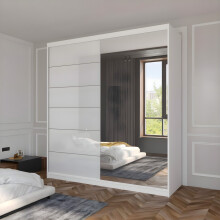 (White, 180cm) Infinity Sliding Mirror Wardrobe