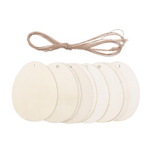 Ovos de Páscoa de madeira em branco para pintar, com furos pré-perfurados para pendurar, kits de artesanato faça você mesmo com fatias de madeira