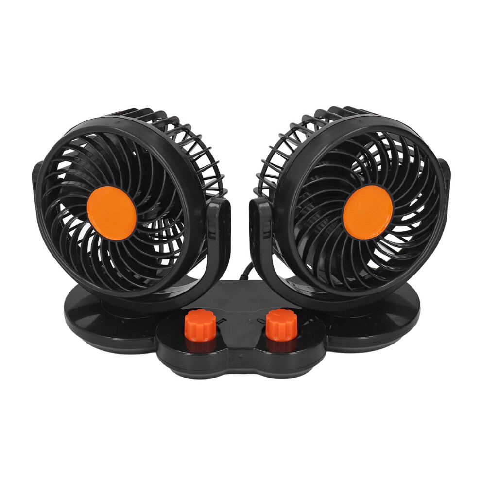 Car Fan, 360 Degree Rotatable Low Noise Double Fan With Cigarette Lighter Plug, 24V Dual Control Vehicle Fan 9347817991291