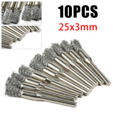 10PCS 5 3mm Stainless Steel Brush Steel Wire Wheels Brushes Drill Rotary Tools Polishing Dremel- Rotary Tools