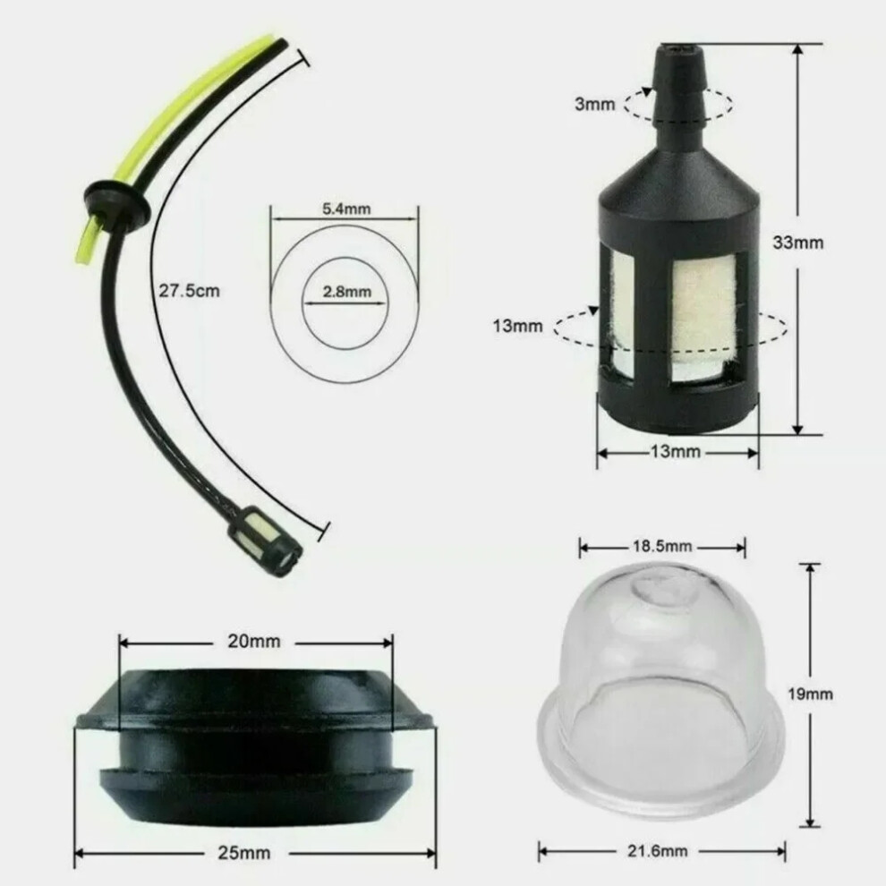 Brand Fuel Hose Lawn Mower Replacement Attachment Tank Grommet Seal Petrol Pipe Filter Primer 6935161470345