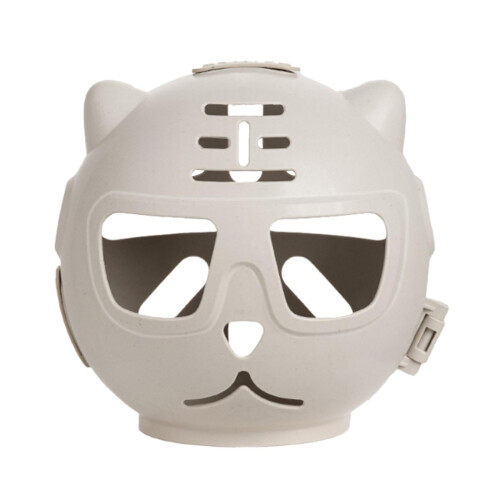 Cat Muzzle BallStyle, Size L, Khaki White, AntiLicking, BitePrevention for Kitten Pets