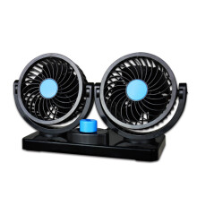 12 V Car Cooling Fan with Rotating Double Head, Adjustable Quiet and Powerful Fan for Vehicles with Removable SelfAdhesive Tape for Drivers and Pets