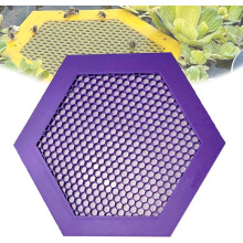 Bee Waterer and Feeder with Honeycomb Floating Design, Outdoor Garden Pollinator Station, Hexagon Purple