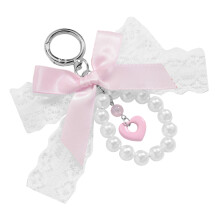Porte-clés élégant en forme de cœur en dentelle, accessoire-Rose