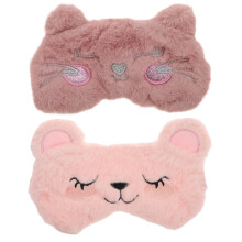2 Pièces Masques Pour Yeux En Peluche Dessins
