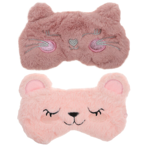 2 Pièces Masques Pour Yeux En Peluche Dessins