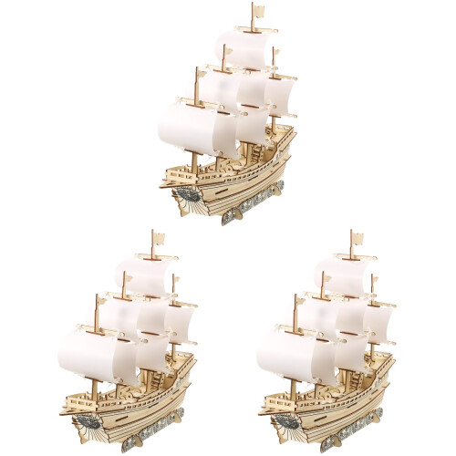 3 Ensembles Voilier 3D Bois Bateau Jeu Assemblage 1