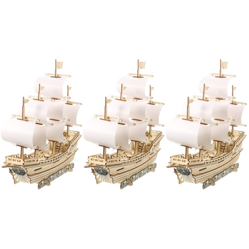 3 Ensembles Voilier 3D Bois Bateau Jeu Assemblage 2