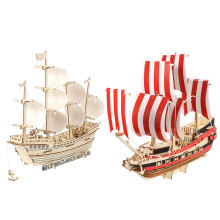 4Ensembles Kit Voilier 3D Puzzle Bois Jouet Educatif Coloré
