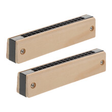 2Pièces Harmonica Bois Et ABS Beige Jouet Musical Enfant