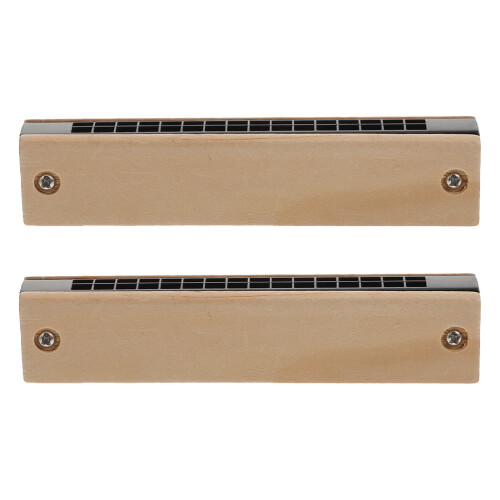 2Pièces Harmonica Bois Et ABS Beige Jouet Musical Enfant 1