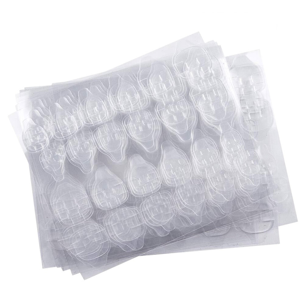 Inoomp 100 Sheets 24 Pcs Double Sided Nail Art Glue Sticker Transparent