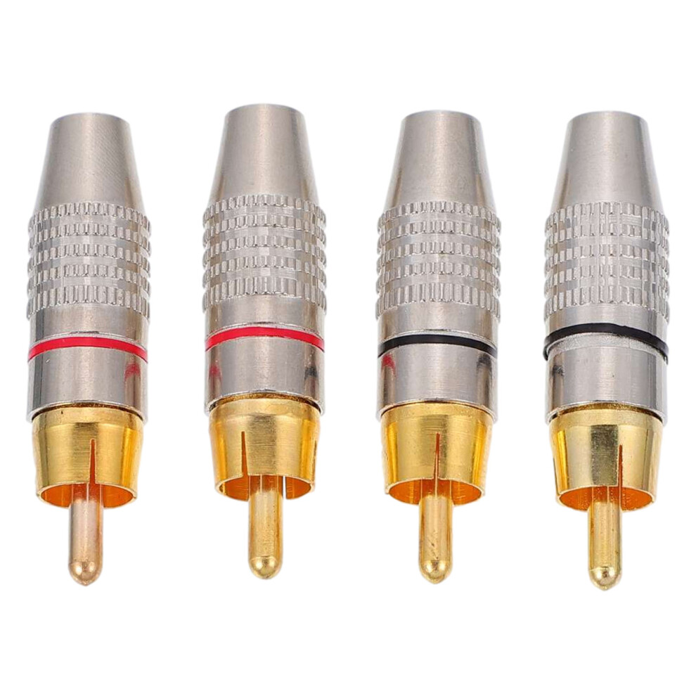 4Pcs Plated Male Plug Adapter Connector Gold 3612303632481