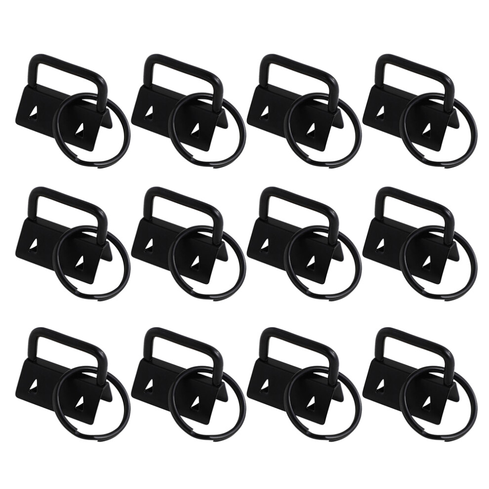 150 Pcs Diy Fabric Key Chain Fob With Key Ring Black 3612303681847