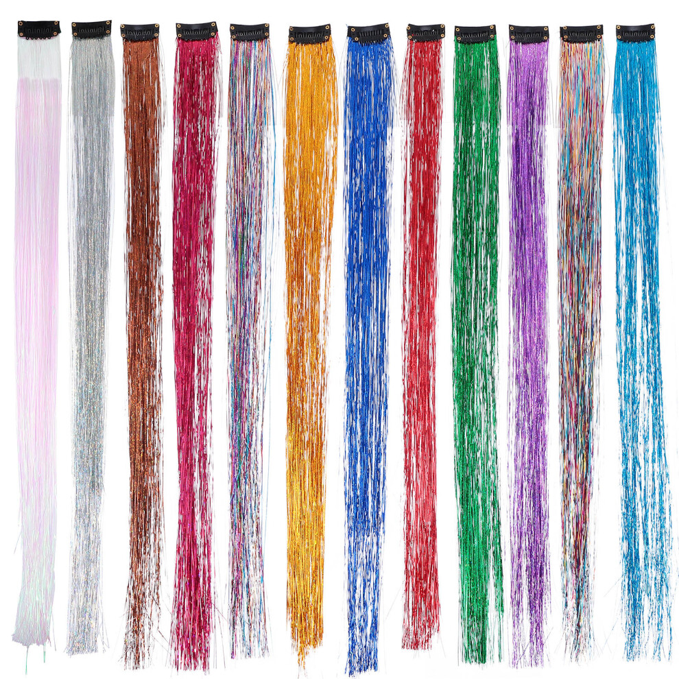Totority Unisex 33 Pcs Universal Glitter Hair Tinsel Strands Stylish Extensions