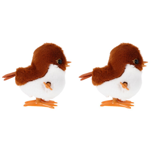 2Pcs Jumping Sparrow Wind Up Animal Toy Clockwork Spring Plaything 2