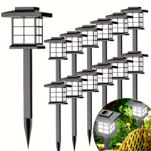 (Cold Light) 12pcs Outdoor LED Garden Lights, Solar Lawn Lights with Auto On/Off, Portable Solar Lights for Pathway,, Driveway &