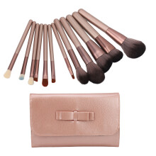 Set di 12 pennelli cosmetici in fibra sintetica con borsa porta-pennelli in PU leather