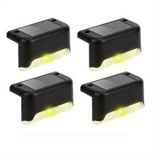 (Warm Light, 4 Pcs) Solar Powered Outdoor Step Light, Solar Fence Lights, Outdoor Patio Lights, Solar Deck Lights, Solar In-Ground Lights,