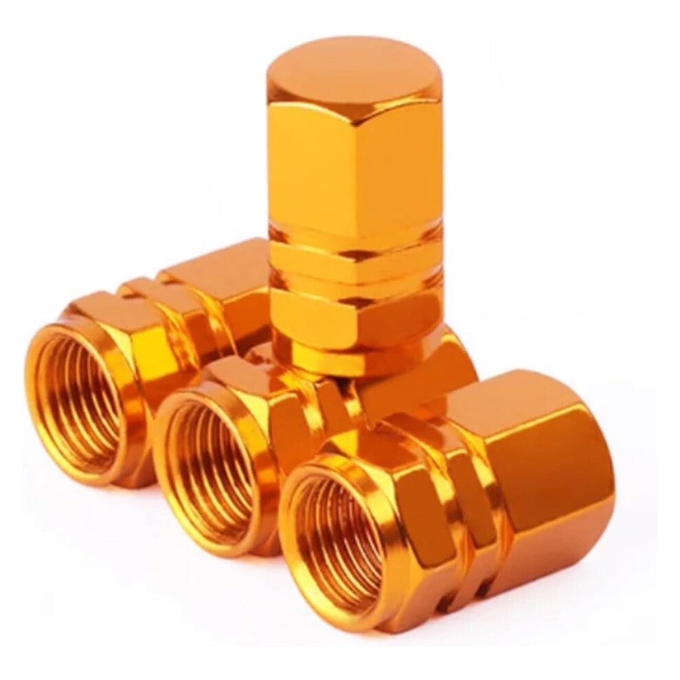 Car Tire Valve Caps Set 4Pcs Universal Wheel Valve Stem Covers Weatherproof Air Leak Prevention Gold 9382693866721