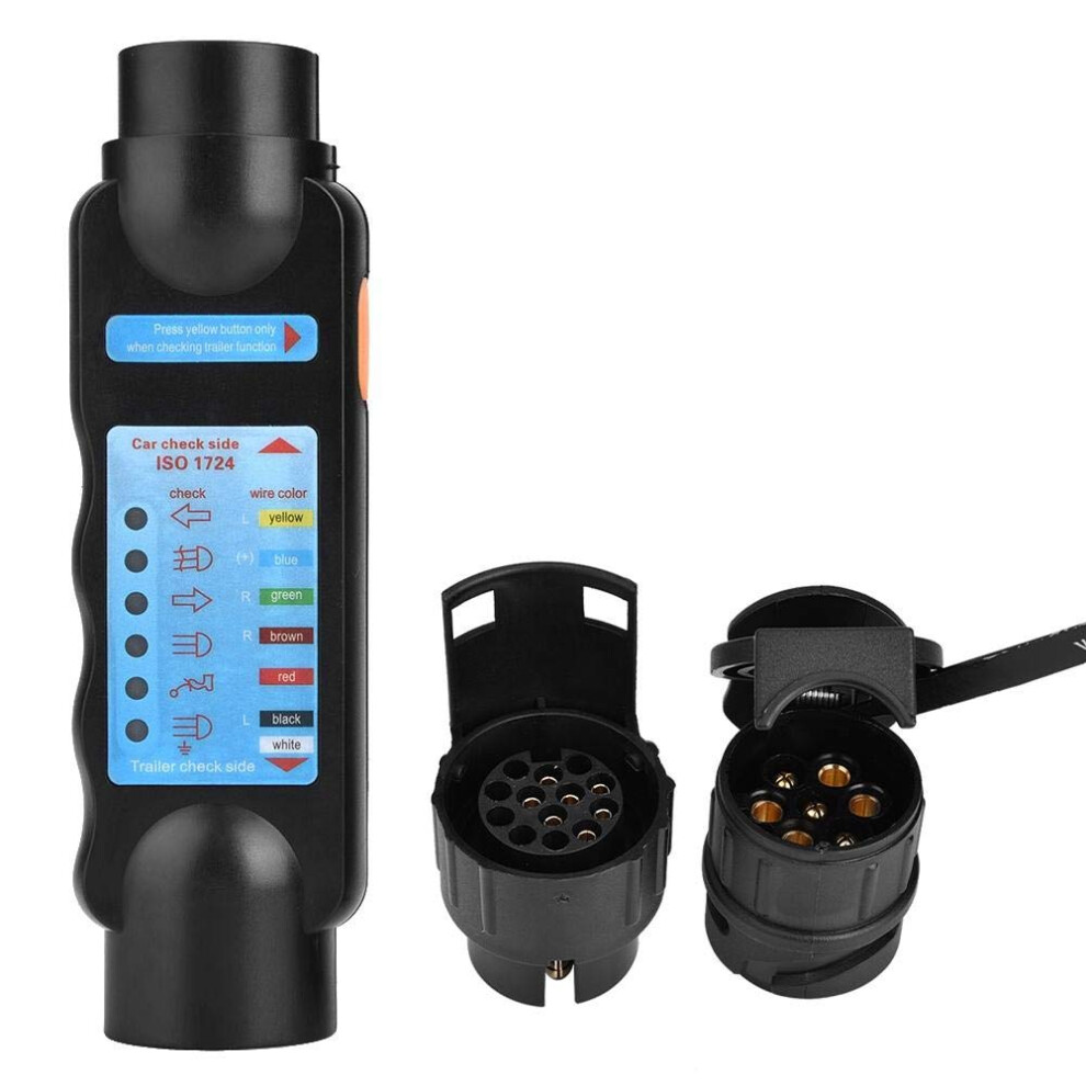 Trailer Socket Tester, 12V, 7 Pin/13 Pin Towing Hitch Plug Tester 9347817994650