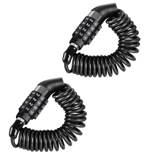2 Pieces Helmet Lock Motorcycle Cable Lock Combination Lock 4 Digit Lock with Combination Code Bicycle Lock for Bicycle, Tricycle, Motorcycle