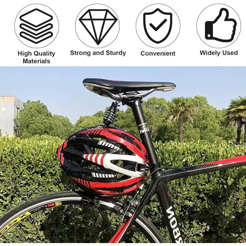 2 Pieces Helmet Lock Motorcycle Cable Lock Combination Lock 4 Digit Lock with Combination Code Bicycle Lock for Bicycle, Tricycle, Motorcycle 1