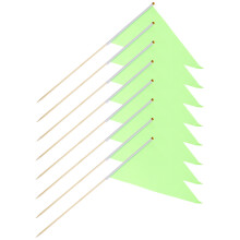 8Pièces Drapeaux De Marquage Triangulaires Vert En Bambou Polyester