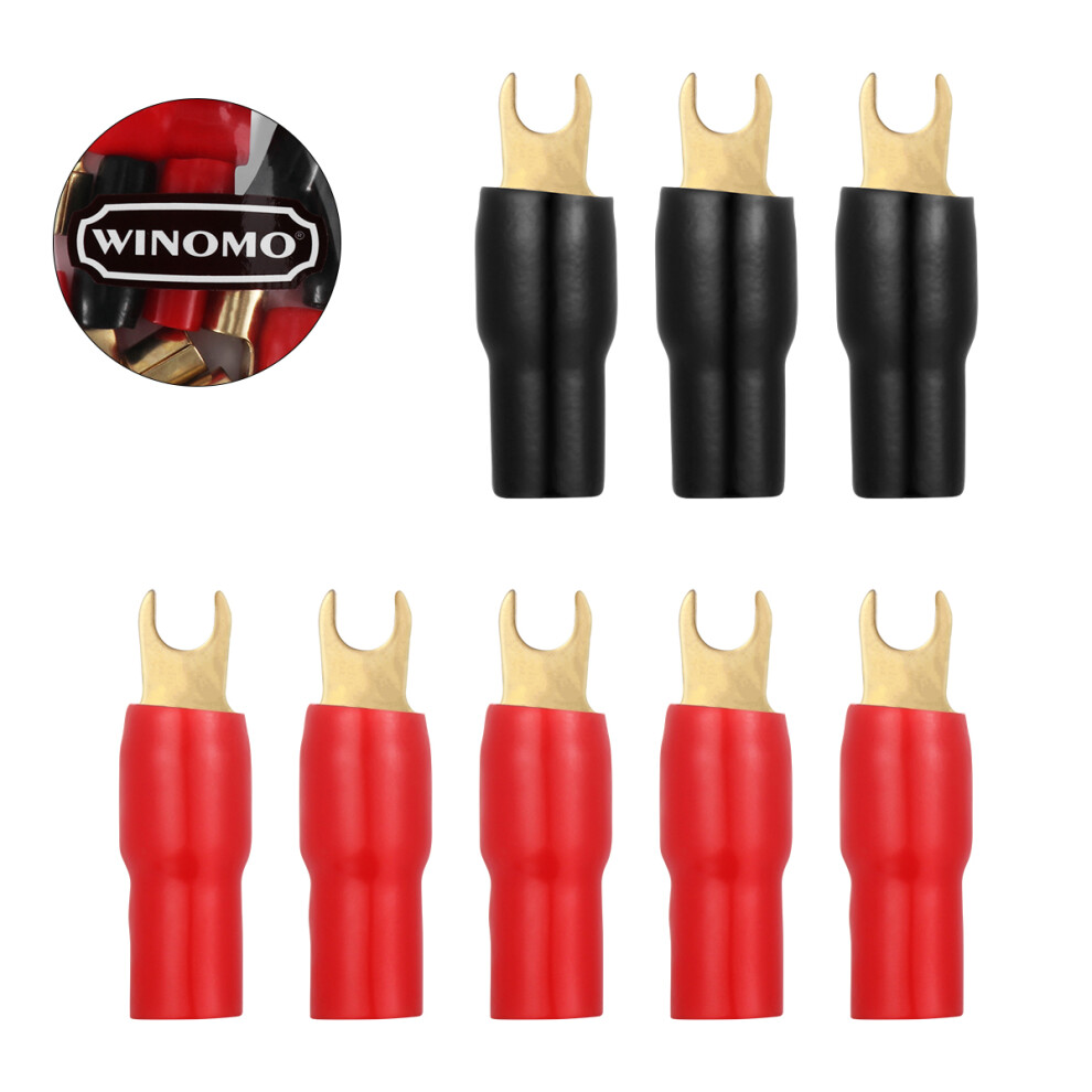 4Pcs 5 Pairs Copper Gold Plated 4Ga Spade Terminal Connectors 3612621988475