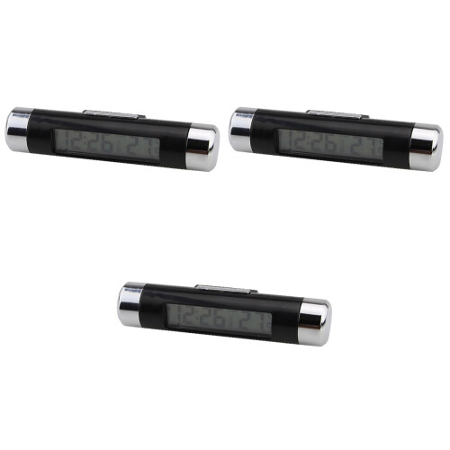 3Pcs 2 In Car Clock Thermometer With Lcd Backlight 2