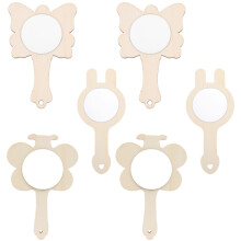 18 Pcs Diy Wooden Handheld Mirror Craft For Kids Unpainted